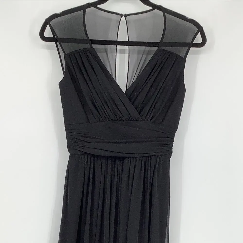Alfred Sung Women's 2 Chiffon Knit Cap Sleeve V-Neck Maxi Dress $231 msrp J3-18 - Picture 6 of 10